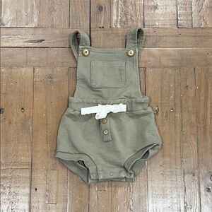 Jamie Kay olive green short overall romper 3-6 months organic cotton